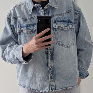 Kensie Light Wash Denim Shirt Jacket